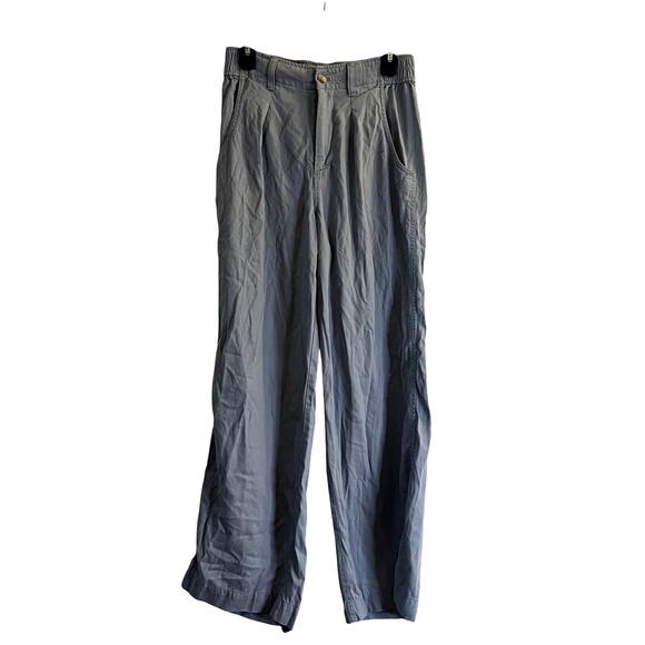 Madewell The Neale Straight Leg Trousers Drapeweave High Rise Blue size 6 - Picture 2 of 7